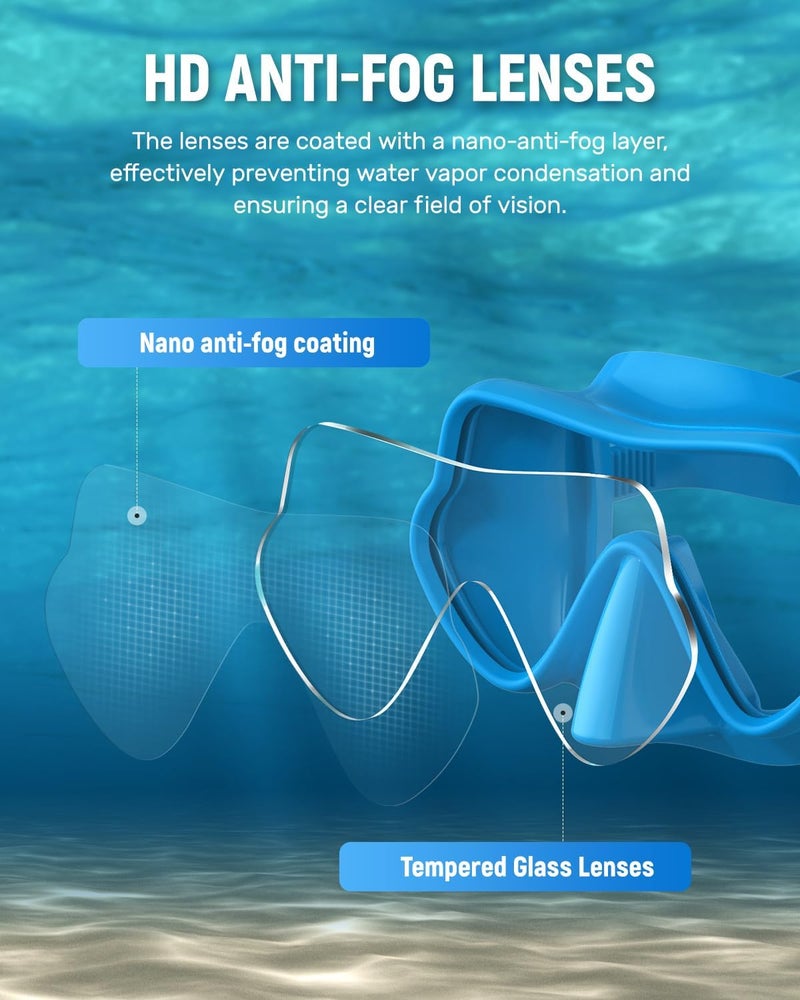 W WSTOO WSTOO Frameless Swim Goggles with Nose Cover for Adults, Panoramic Anti-Glare & Anti-Fog Tempered Glass Lenses, and Perfect Seal Food-Grade Silicone Skirt, Suitable for Snorkelling and Diving - Image 2